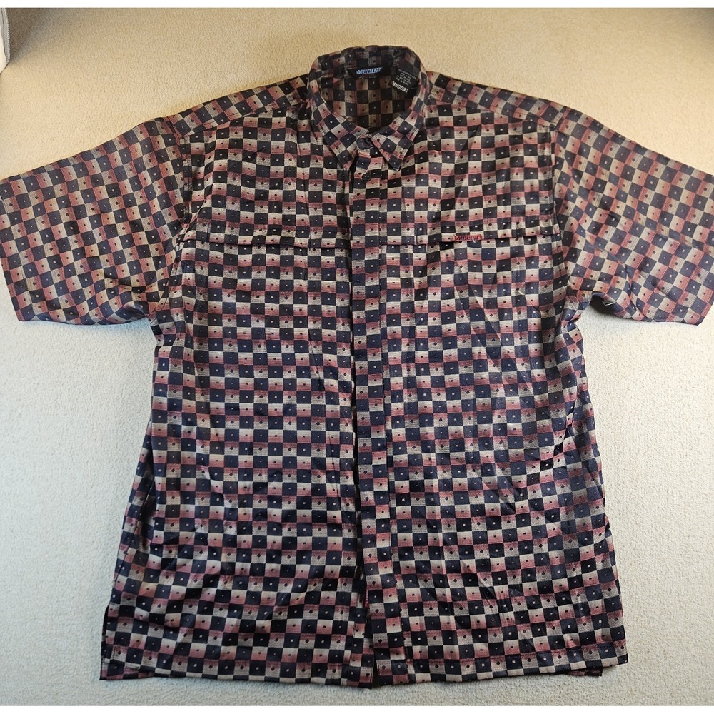 MECCA Shirtworks Men's XL Button Up Shirt Geometric Short Sleeve Made in USA